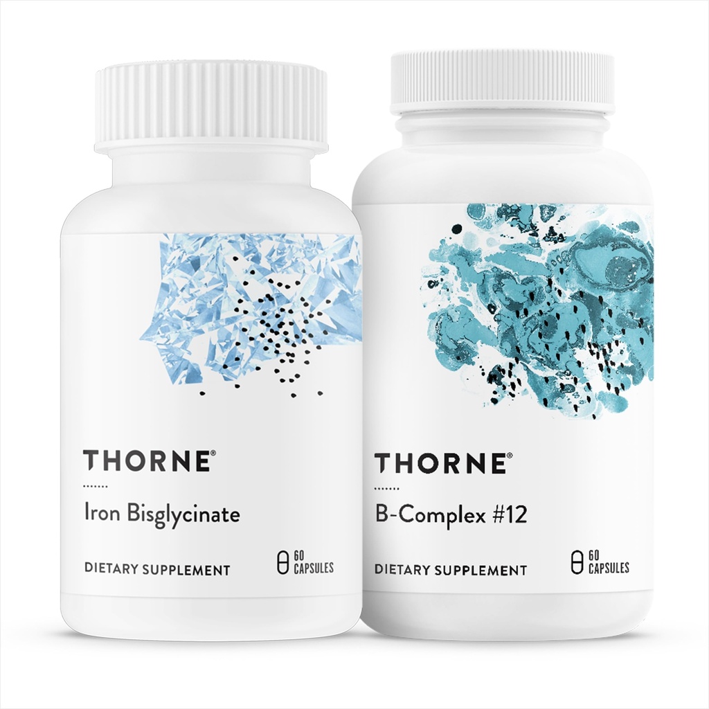 THORNE - Ravintoaine Essentials Duo - Iron Bisglysinate & B-Complex #12 energia- ja verenrakennus - 60 tarjoilua