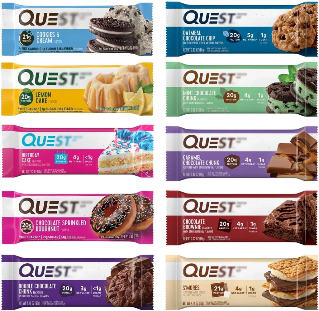 Näring Protein Bars, Assorted 10 smak Variety Pack - High Protein, Low Carb, Gluten Free, Keto Friendly - 2,12 Oz Bars - 12 greve