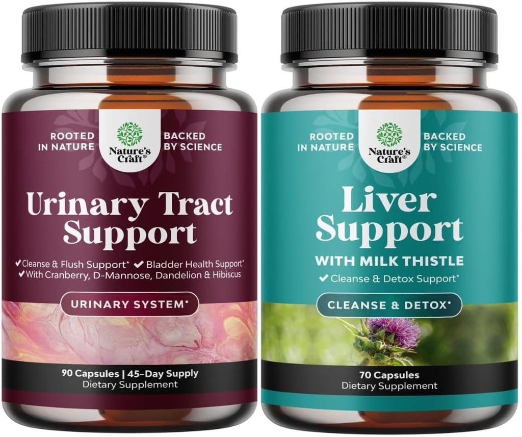 Bundle av D Mannose Capsules med Cranberry Juice Powder & Dandelion för urinvägs hälsa och leverstöd Milk Thistle Supplements med Dandelion Root, Choline, Beetroot & Artichoke Extract