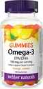 Webber Naturals Omega-3 Gummies 50 mg EPA/DHA · EPA/DHA, Orange · Cherry · Sitruuna, 90 Gummies