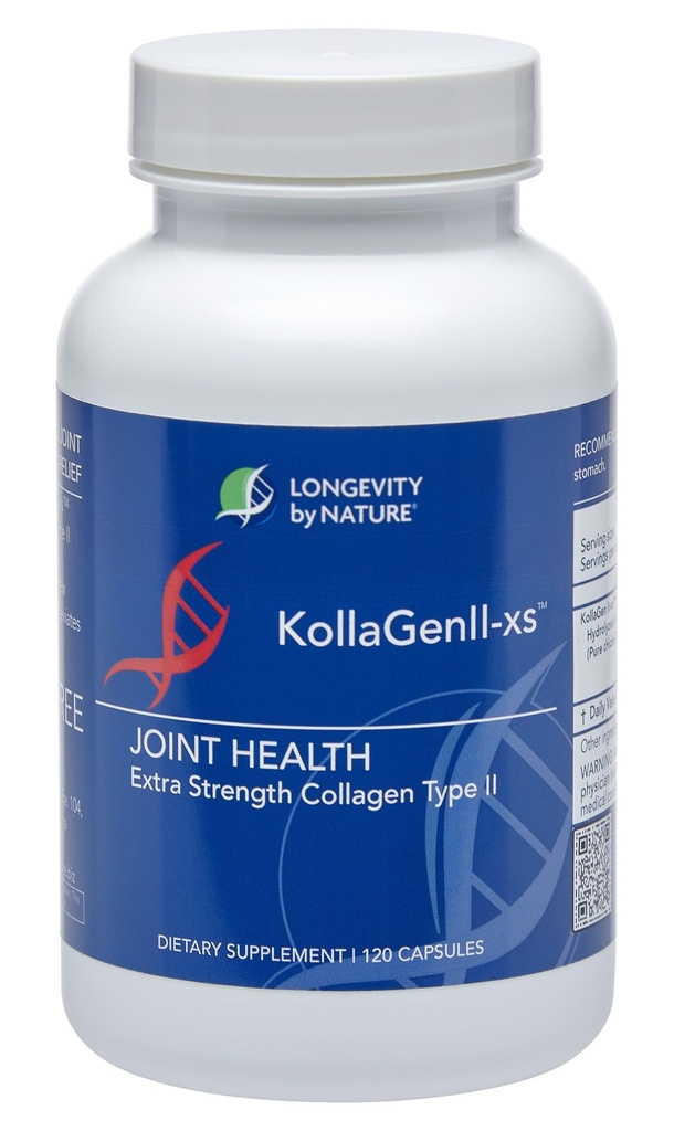 Pitkäikäisyys Nature KollaGen II-xs - Kollageenin kanssa Glukosamiini ja kondroitiini, 120 kapselia Ravintolisä