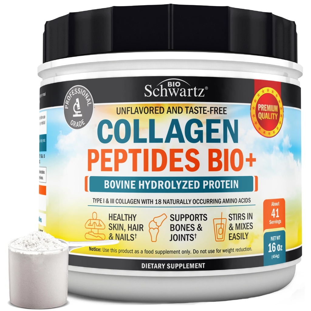Multi Collagen Protein Powder for Men & Women - Grass Fed Collagen Peptides Powder for Women & Men with Tyypit I & 3 plus Luonnollisesti toistuvat aminohapot - Hydrolysoitu Helppo sekoittaa ja makuamaton (16oz)
