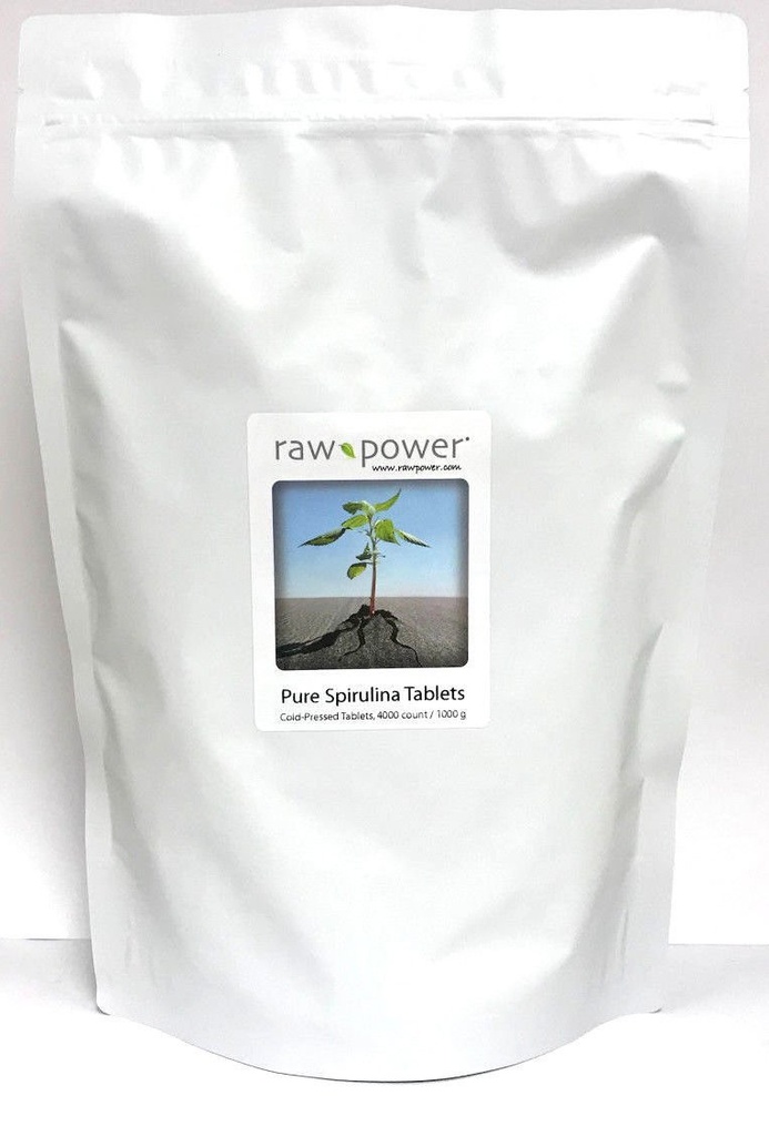 Raw Power Spirulina Kylmäpuristetut tabletit Bulk Kilo Bag 4000 Count 250mg Tabletit 1000g Yhteensä Organics