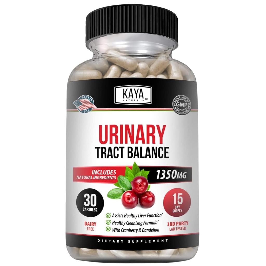 Kaya Naturals - D-Mannose - Virtsatie UT Puhdistus ja rakko Terveys - Valmistettu karpalo, Hibiskus & Voikukka juuri - D Mannoosi kapselit karpalo täydennysosa - 30 kasviskapselit