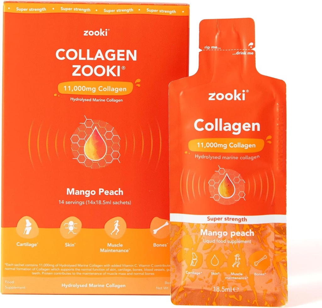 Zooki Super Strength Marine Collagen Liquid Sachets 11 000 mg ... Suuri maku, sokeriton...