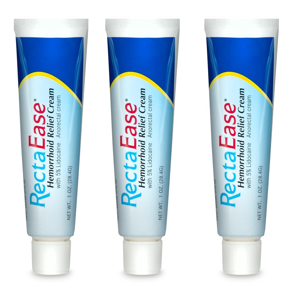 Globe RectaEase 5% Lidocaine (3 Pack) Hemorrhoid Relief Cream 1 oz Tube, Anorectal Cream, Rapid Numbing Relief, Hemorrhoid Behandling från Itch och Burn