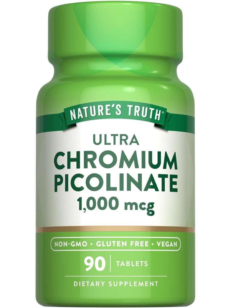 Naturens sanning Ultra Chromium Picolinate 1000mcg | 90 tabletter | Vegan, icke-GMO & Gluten fri tillägg