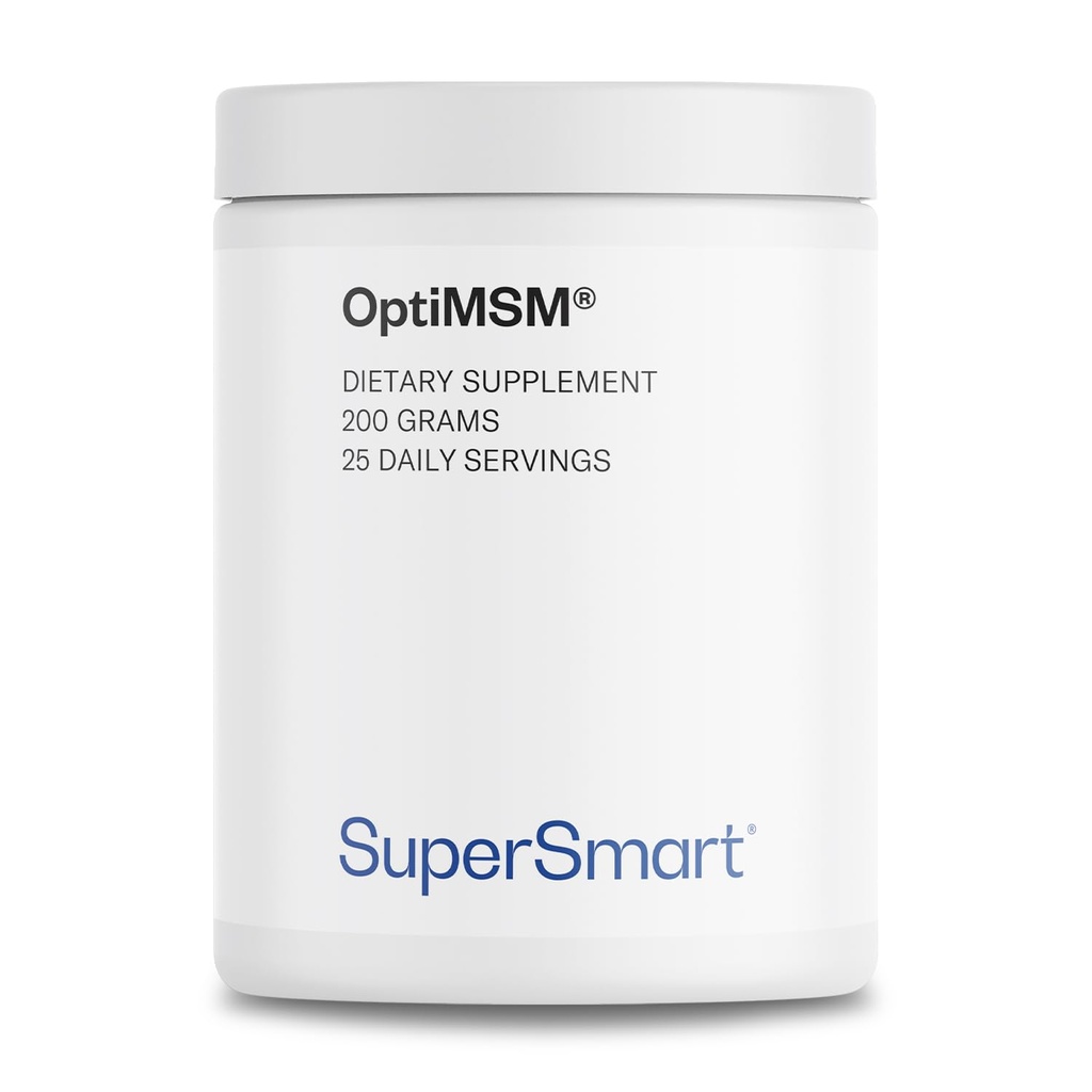 Supersmart OptiMSM (patentoitu ja korkea puhtaus kaava) - metyyli-sulfonyyli-metaani MSM Jauhelisä Vegaani & gluteeniton - 200 g