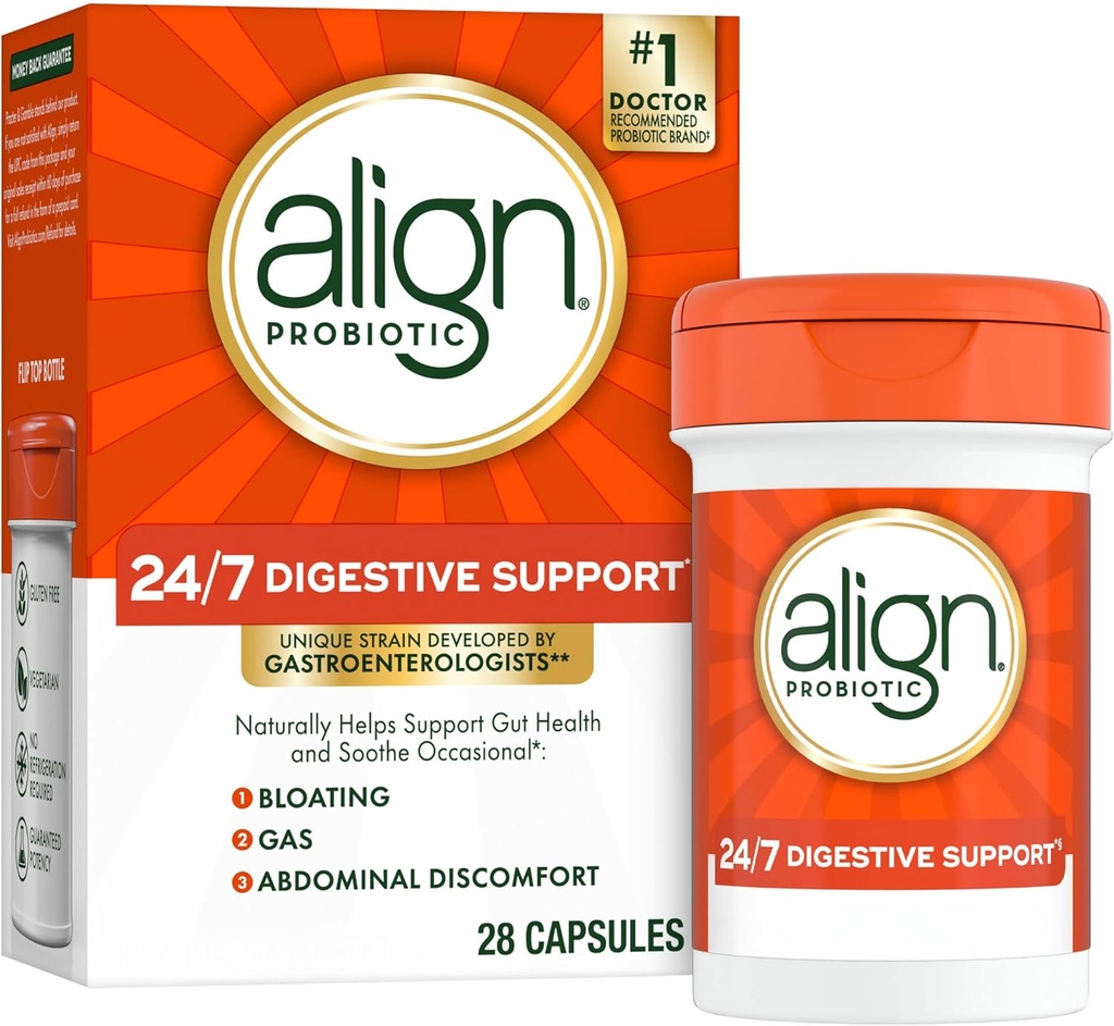 Align Probiootit, Probiootti Supplement Daily Digestive Health, 28 kapselia, #1 Suositeltava Probiootti Gastroenterologien (Pakkaus May Vary)