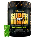 AAKKOSELLINEN LION Superhuman Pre Treenout Powder, Beta Alanine, L-Taurine & Tri-Source Kofeiini kestävä energia & Focus, typpioksidi & Sitruliini pump (21 tarjoilua, hapannaamakarhun maku)
