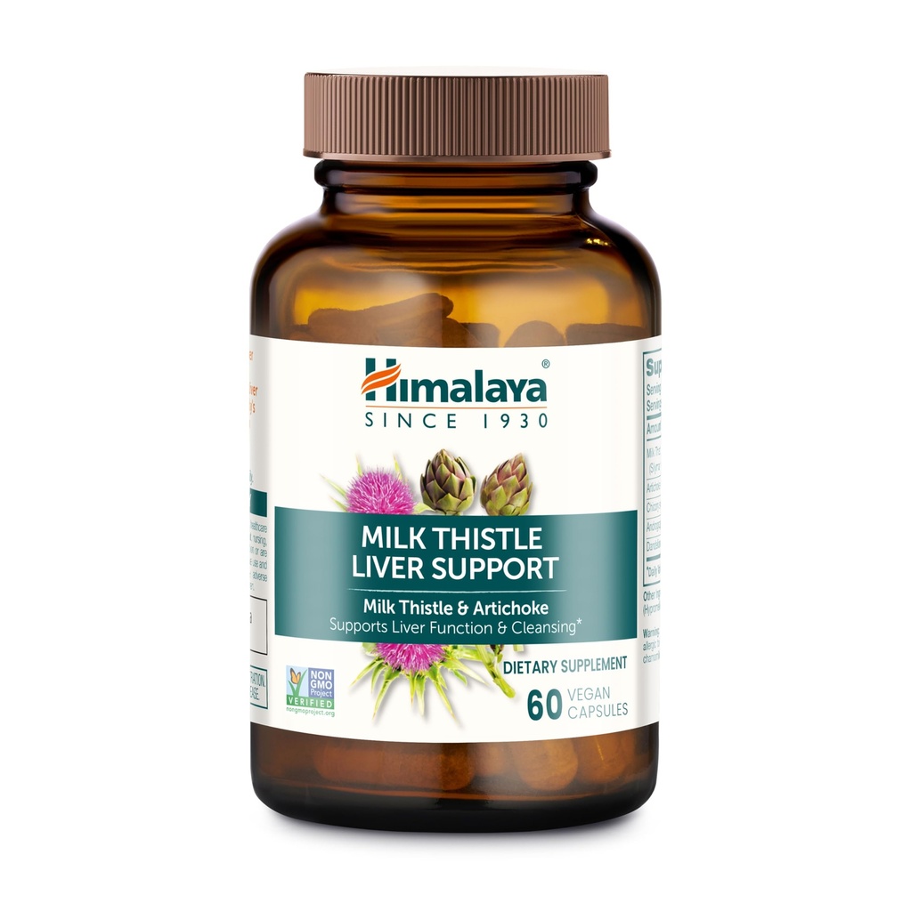 Himalaya Milk Thistle Liver Support - Chicory, Andrographis, Voikukka, ja Silymarin maksan Cleanse, Detox ja Function - Vegan, ei-GMO, Gluteeniton, 350 mg, 60 kapselia