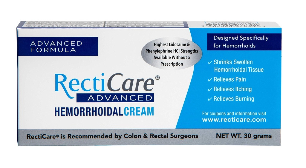 Recticare Advanced Peräpukamavoide: Advanced Treatment to Shrink & Soothe peräpukamat - kutina, kipu, Burn Relief - 30g peräpukamavoidetta lidokaiini