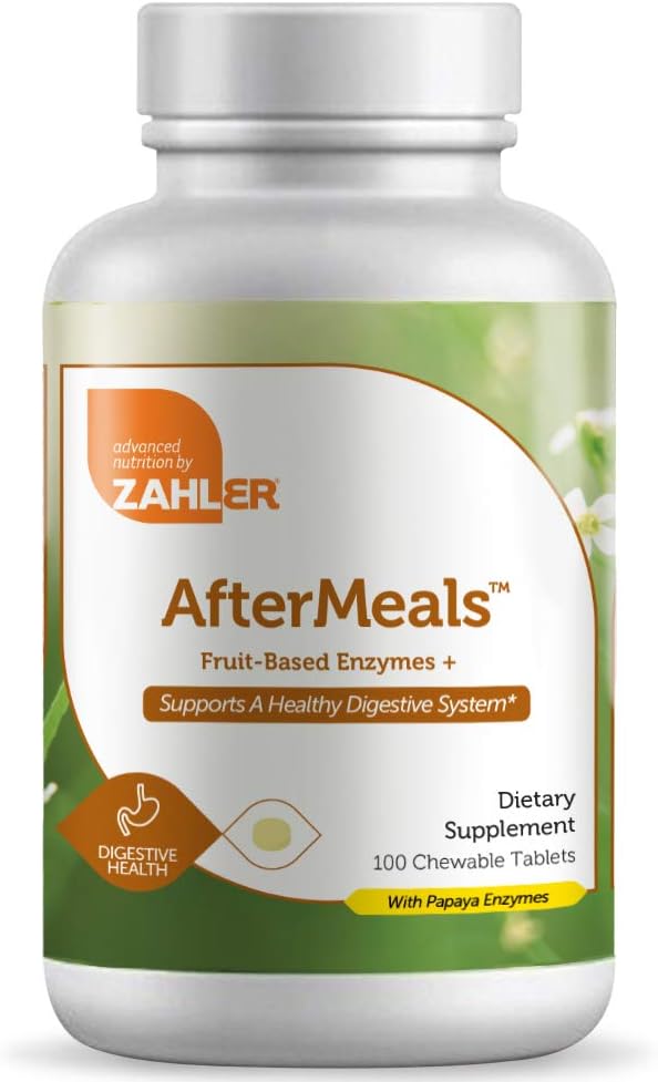 Zahler AfterMealsTM, hedelmäpohjaiset entsyymit+, 100 purutablettia
