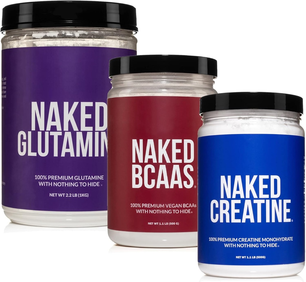 NAKED Lihaksen kasvu ja elpyminen Bundle: Pure Glutamiini, Creatiini, ja makuamaton BCAA