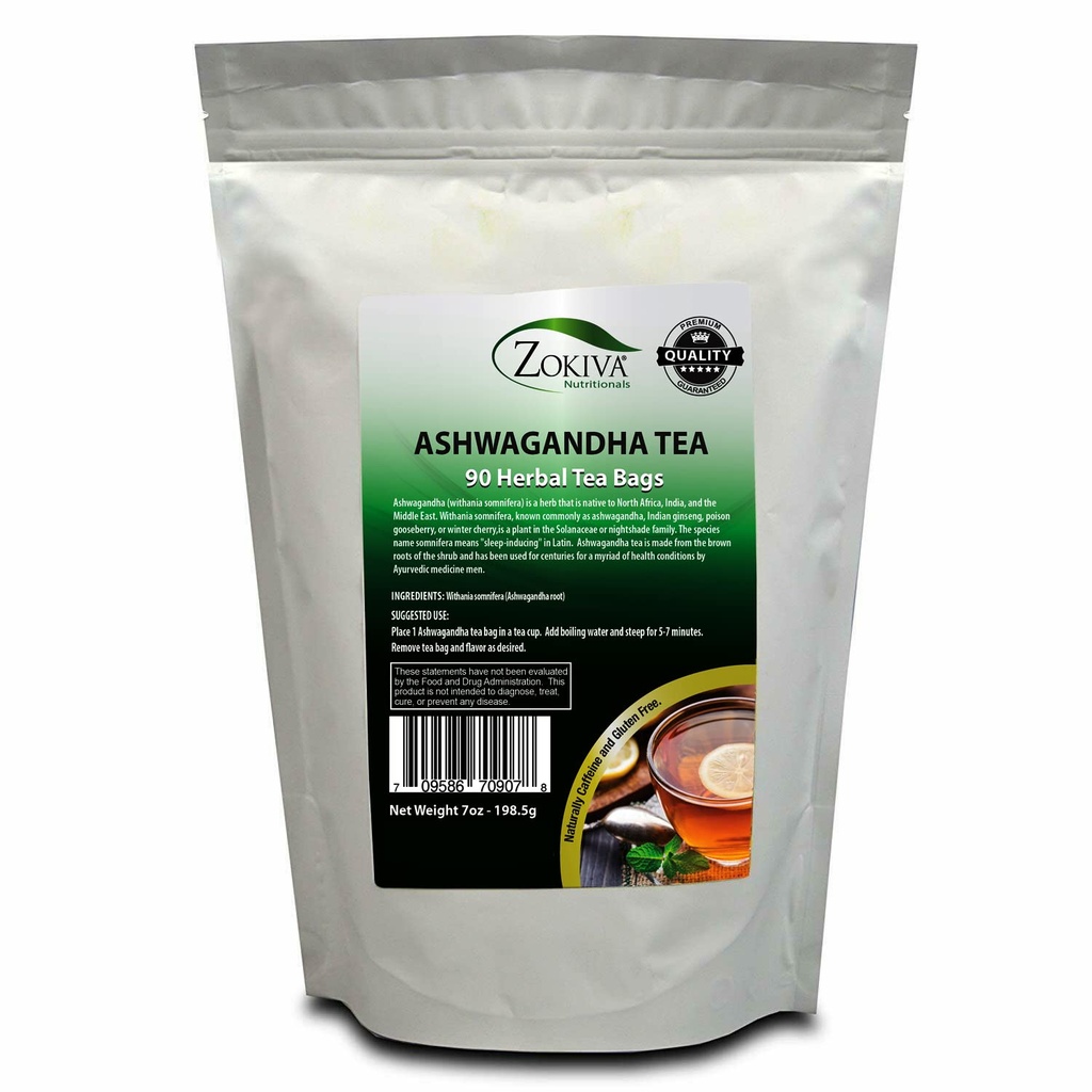 Ashwagandha tee Luomu 90 pussia Premium laatu 100% puhdas juuri - Withania Somnifera