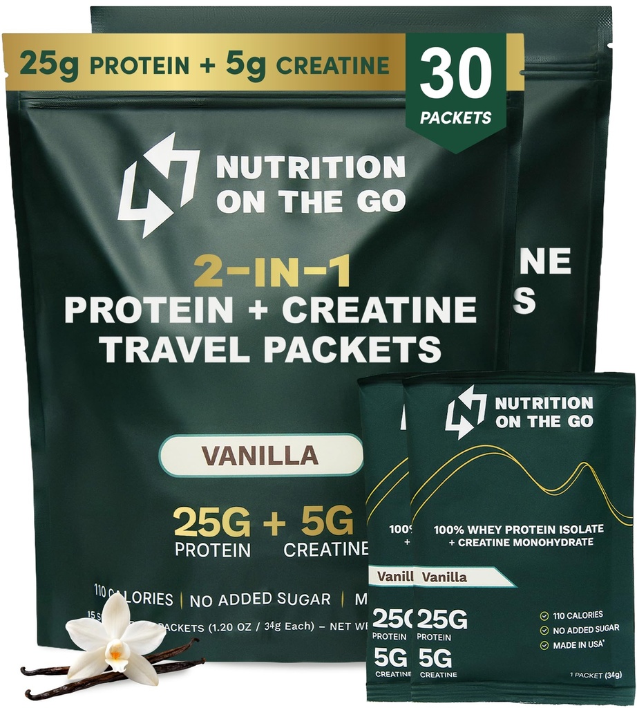 Nutrition On the Go Whey Protein Isolate Packets Creatiini 25g Protein + 5g Creatiini ...