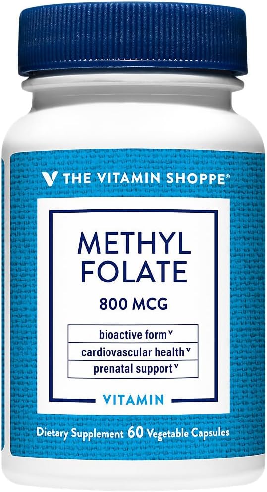 Vitamiini Shoppe Metyylifolaatti naisten terveyttä - Prenataalinen tuki & vauvan kehittäminen - 800 MCG (60 kasvikapselit)