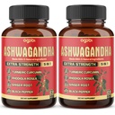 2 pakkausta - 60 kapselia Ashwagandha kapselit - korkea voide - 5in1 Formula Ashwagandha, Turmeric, Rhodiola Rosea, inkivääri, mustapippuri - 4 kuukauden toimitus