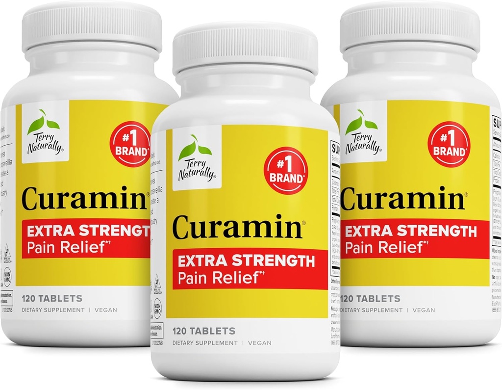 Terry Luonnollisesti Curamin Extra Strength - Curcumin & Boswellia terveeseen verenkiertoon tuki - Turmeerinen täydentää tukea nivelet, Lihasterveys & Endorphin tuotanto - 120 tablettia (paketti 3)