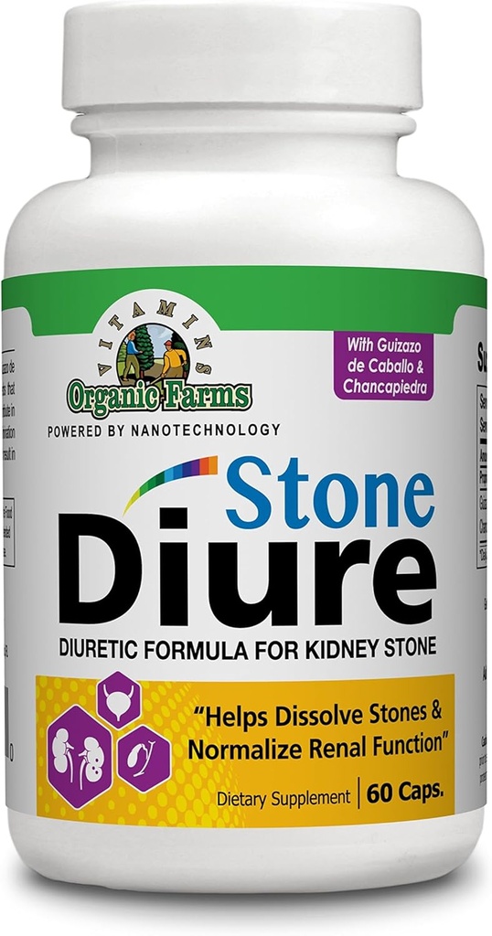 Diure Stone - 60 Caps - Diuretic Formula - 100% Natural - Ravintolisä