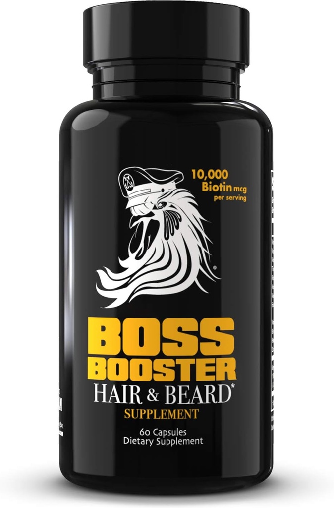 Boss Booster täydentää ... 60 kapselia... MSM ja 10 000 MCG Biotin parta kasvuvitamiinit miehille...