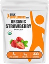 BulkSupplements.com Organic Strawberry Powder - Fruktpulver från organiska jordgubbar - No Sugar Added & Gluten Free, 3g per portion, 1kg (2,2 lbs) (Pack of 1)