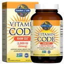 Garden of Life Vitamin D, Vitamin Code Raw D3, Vitamin D 2 000 IE, Raw Whole Food D3 Supplements with Chlorella, Fruit, Veggies & Probiotics for Bone & Immune Health, 60 Vegetariska kapslar