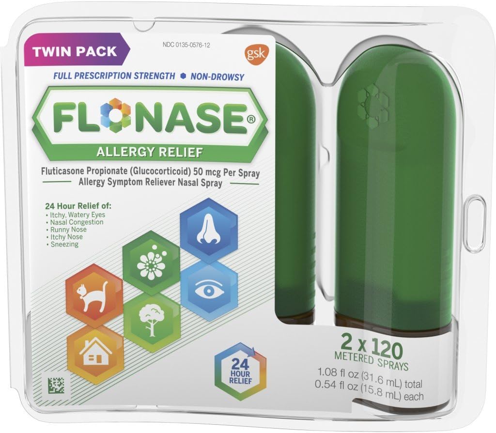 Flonase Allergia Relief Nenän sumutus, 24 tuntia ei unelias allergia Lääketiede, Metered Nasal Spray - 0,54 Fl Oz (Pakkaus 1)