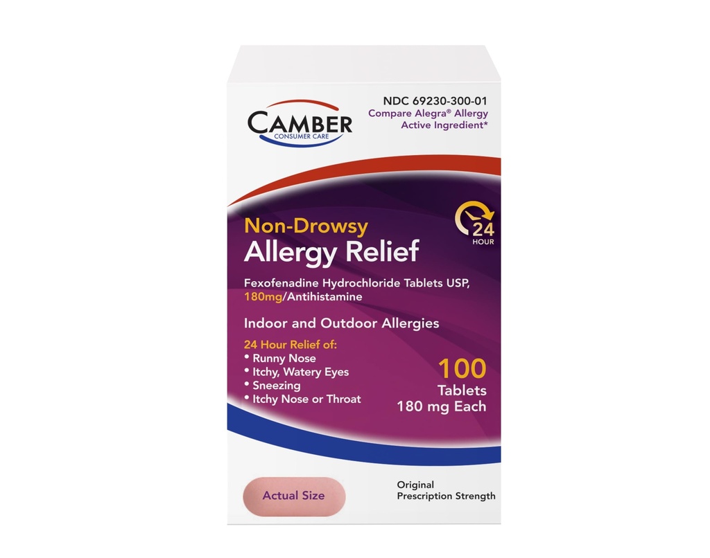Camber Fexofenadiini Antihistamiini Ulkona 24h Allergialääke 100 tablettia