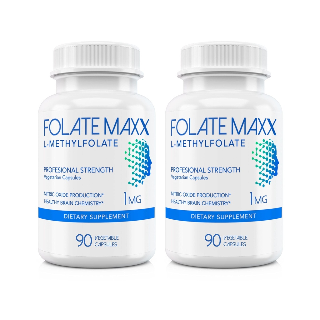 L-Metyylifolaattilisä (1 mg) - Professional Strength with Optized Bioactive Methylfolate - 5 MTHF - Ei-GMO, Gluteeniton, soijaton, GMP - 180 Kasvissyöjä Makuttomat kapselit