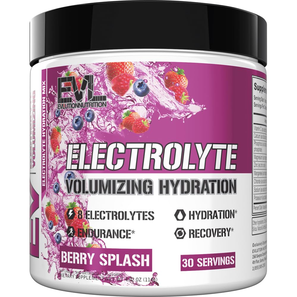 Evlution Ultimate Electrolytes Powder Hydration Drink - Quick Replenishing Hydration Powder Drink Mix med 8 Key Electrolytes och Antioxidanter - Vegan Gluten Free Keto Friendly Blend (Berry Splash)