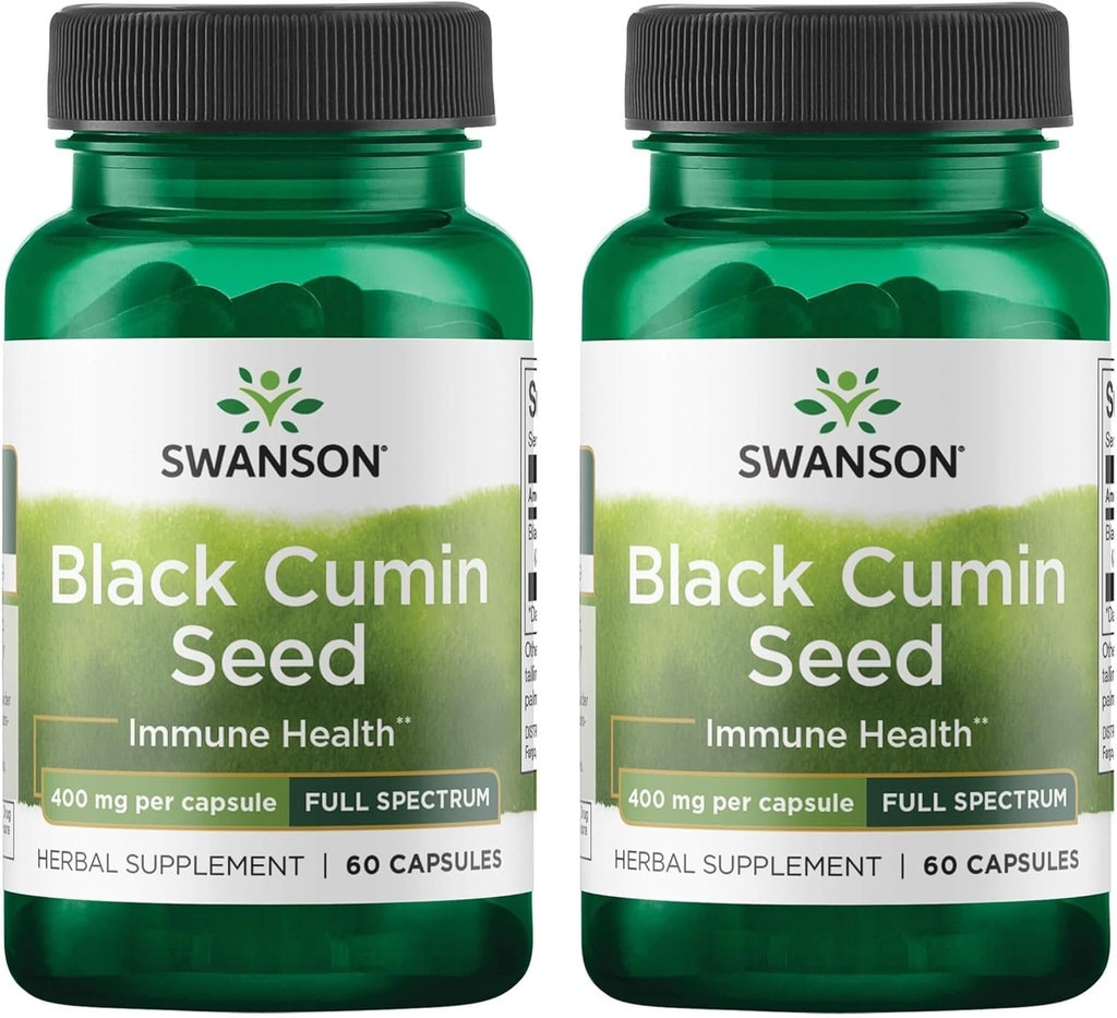 Swanson Full Spectrum Musta Cumin Seed 400 Milligrams 60 kapselia (2 pakkaus)