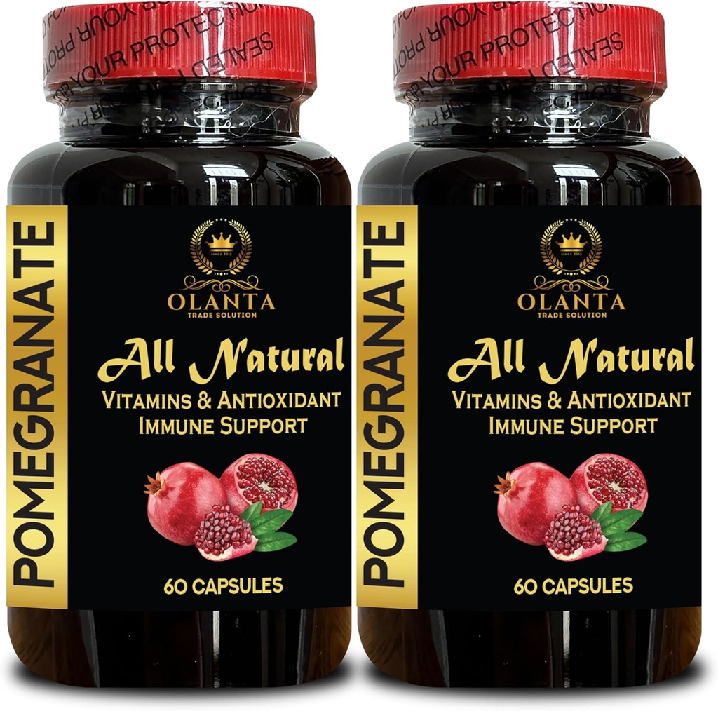 Granaattiomena uute - Ravintolisä antioksidantti, Superfood Powder Kapselit miehille ja naisille, Luonnollinen granaattiomena pillereitä, Anti-Aging täydennysosa - 2 pullot 120 kapselia
