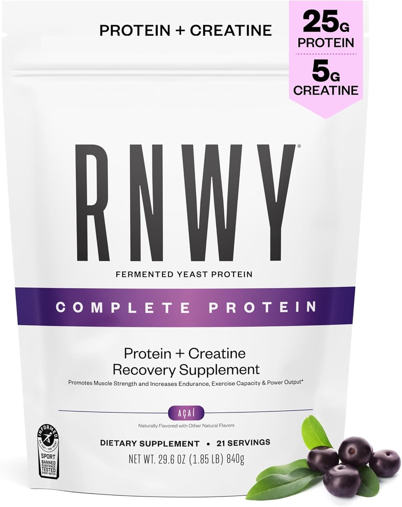 25g Acai Protein + 5g Kreatinpulver, Vegan Plant-Based Protein med Digestive Enzymes att bygga och återhämta sig, 21 portioner