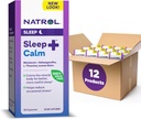 Natrol Sleep+ Rauhallinen Melatoniini 6 mg Ashwagandha, L-Theanine ja sitruunan balm, Rauhallisen unen ja mielen ravintolisä, 30 kapselia, 30 päivän toimitus (paketti 12)