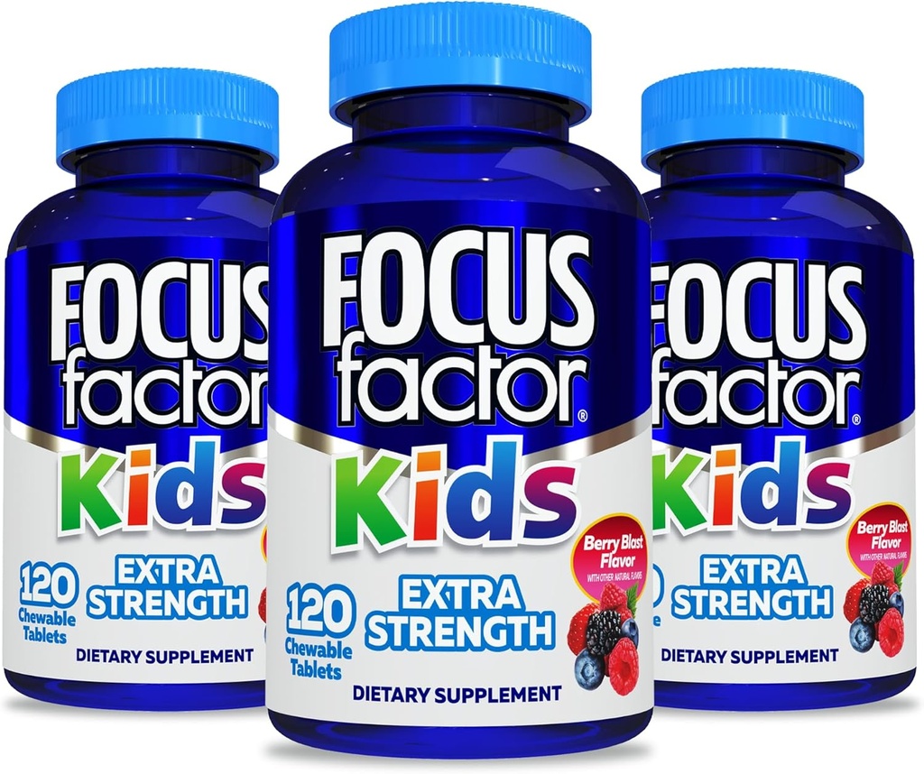 Focus Factor Kids Extra Strength Päivittäin pureskeltava aivojen terveystuki, 120 Count ... Vitamiinit lapsille - Laatu Formula ... Gluteenittomat ja maitotuotteet lapsille (3 pakkaus)