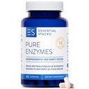 Essential Stacks Pure Dgestive Enzymes (Gluten, Dairy & Soy Free) - 18 Entsyymejä digestioon mukaan lukien amylaasi, lipaasi ja laktaasi - kasvissyöjä & ei- GMO (60 kapselia)