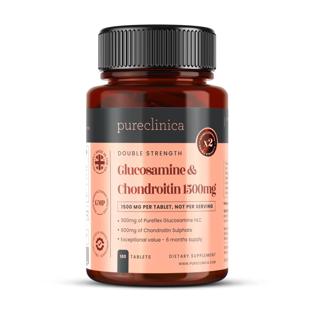 Pureklinica Korkea vahvuus 1500 mg Glukosamiini HCL & Chondroitin x 180 tablettia