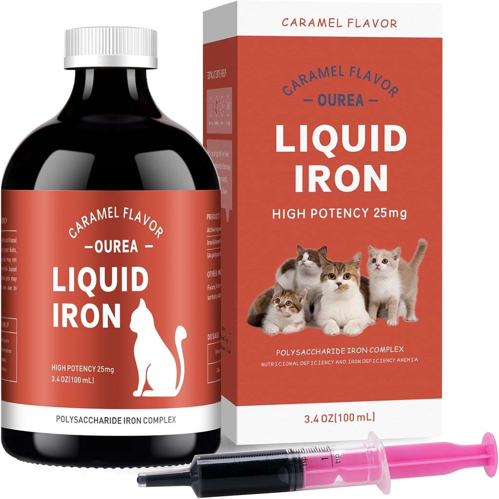 Rauta täydentää kissoille - nestemäinen rauta Anemia kissan vitamiineja, tukea rautatasot, edistää Red Cell, Boost energiaa ja elinvoimaa Cat Health, 3.4oz(100ml)
