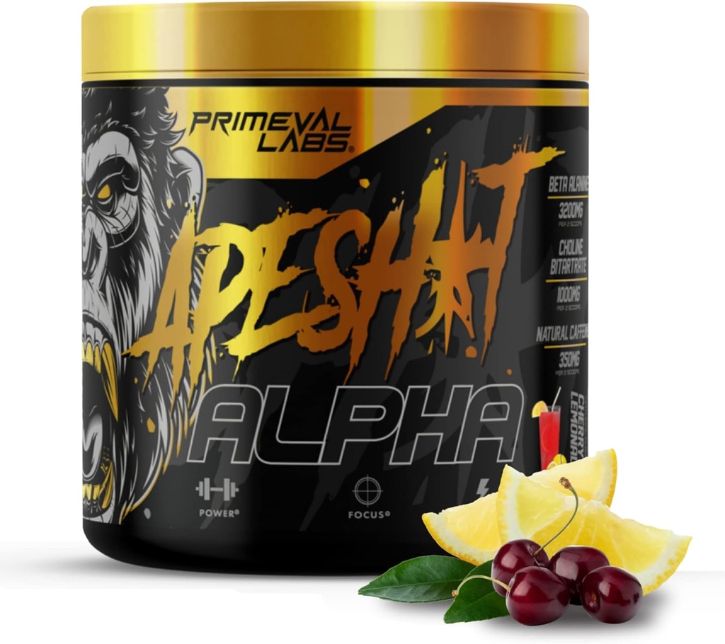 Primeval Labs Ape Alpha Natural Pre Treenout miesten ja naisten ... Lisätä kestävyyttä ja keskittyä... 350 mg kofeiinijauhetta...