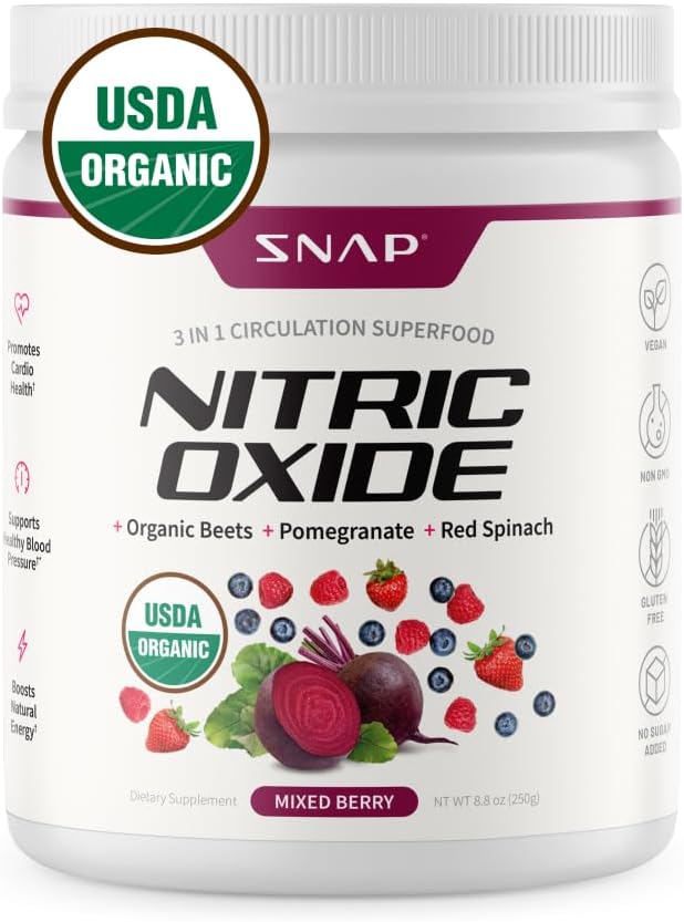 Snap Lisäravinteet USDA Organic Beet Root Powder, 3-in-1 Typpioksidi täydentää, Tuki Terve Verenpaine ja verenkierron, 250g (Mixed Berry)