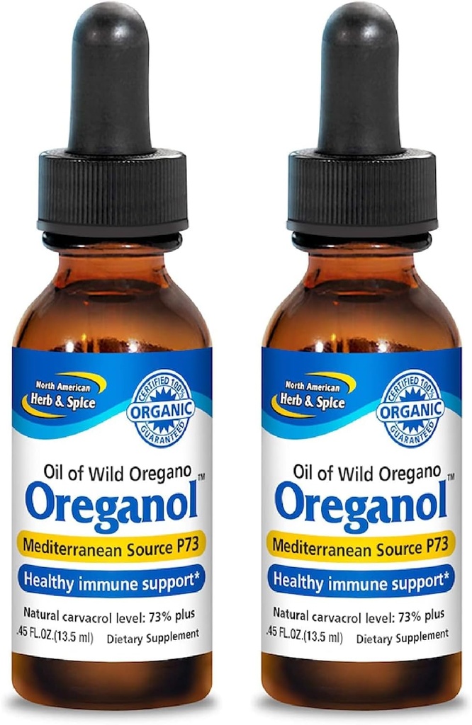 POHJOINEN AMERICAN HERB & SPICE Oreganol - 0,45 fl oz, pakkaus 2 - Käsittelemätön, Wild, Organic Oregano Oil - Välimeren lähde P73 - Ei-GMO - 388 Yhteensä