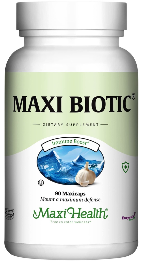 Maxi Health - Maxi Biotic Aged Garlic Extract Capsules (90 greve) | Kyolisk vitlökstillägg med Spirulina, Echinacea, Oregano och Enzymax - naturlig antioxidant - Wellness Support