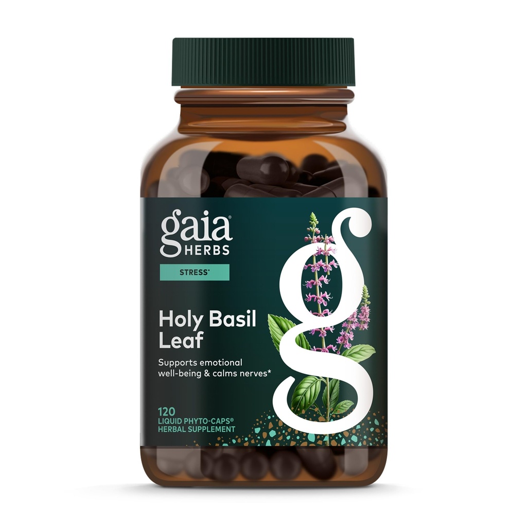 Gaia Yrtit Holy Basil Leaf - Perinteisesti käytetään tukemaan stressin vaste - Adaptogeeninen Ayurvedic Herb* - 120 Vegan Liquid Phyto-Capsules (60 päivän toimitus)