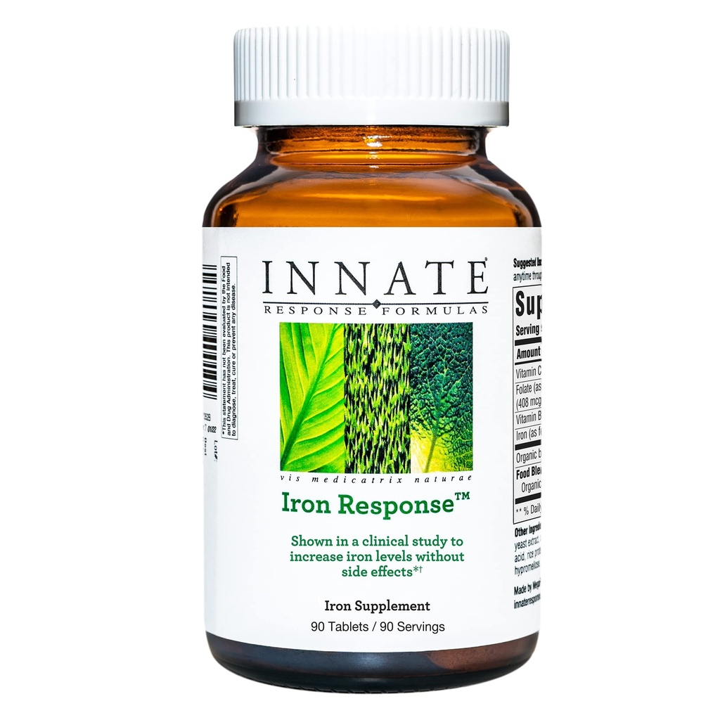 INNATE Response Formula Iron Response - Päivittäinen rauta täydentää - Kliinisesti näyttää lisätä rautatasoja - Vegan, ei-GMO, ja Kosher - Made without 9 Food Allergens - 90 tablettia (90 annosta)