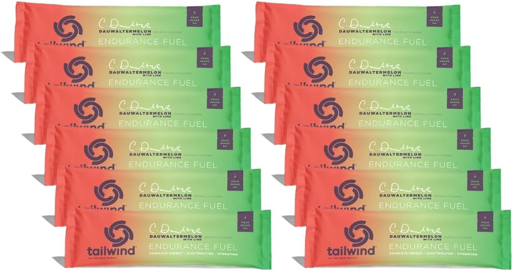 Myötätuuliravinto Endurance Fuel, Grab-and-Go Sports Drink Powder Mix Electrolytes, Ei-GMO, Soy, Dairy, ja Gluten, Vegan-Friendly, Dauwaltermelon, pakkaus 12