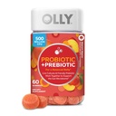 OLLY Probiotic + Prebiotic Gummy, Digestive Support och Gut Health, 500 miljoner CFUs, Fiber, Adult Chewable Supplement för män och kvinnor, Peach, 60 Day Supply - 60 Count