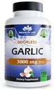 NaturaLife Labs Odorless Garlic - 3 000 mg Equivalent per portion - 150 Softgels - Koncentrerad vitlöksbulk extrakt med organisk extra jungfruolja - Icke-GMO, Gluten-Free