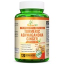 NutreeVit Organic Turmeric Ashwagandha & Inkivääri - 120 kapselia Ashwagandha Root & Turmeeric Supplement D3-vitamiini .