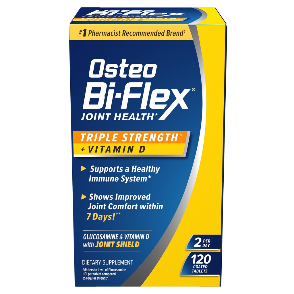 Osteo Bi-Flex Triple Vahvuus D- vitamiinin glukosamiini Chondroitin Joint Health Supplement, päällystetty tabletti, punainen, 120